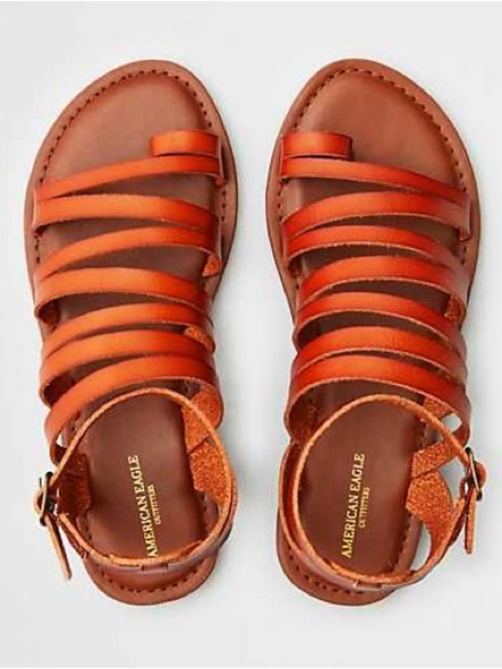 NWOT Brown Leather Strappy Slide Sandals Size 8